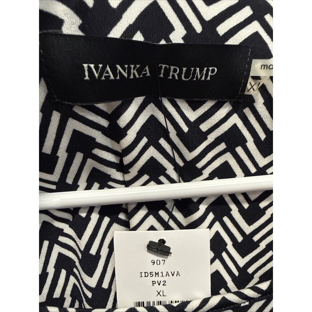 Ivanka Trump Black And White Geometric 3/4 Sleeve Dress XL NWT - Picture 3 of 6
